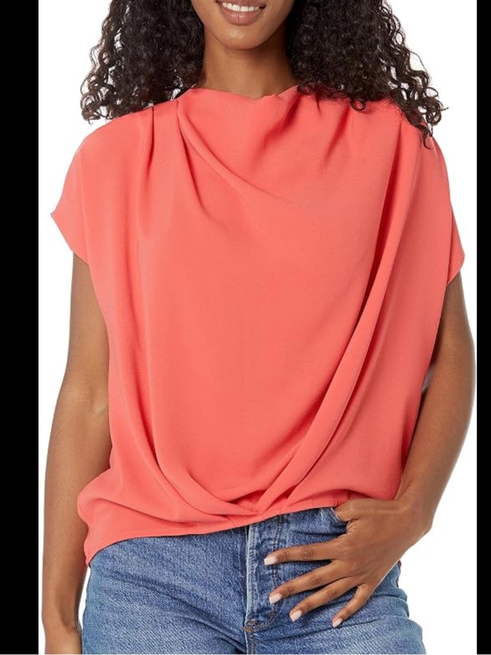 Trina Turk Salmon Pink Cowl Neck Blouse